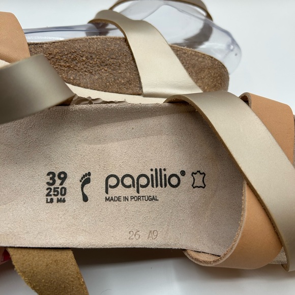 NEW Papillio by Birkenstock LOLA Leather Frosted Metallic Tan Gold  Sandal 39 - Picture 12 of 14